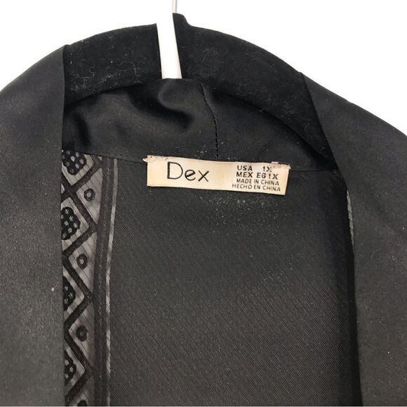 DEX Black Purple Paisley Pattern Semi Sheer Kimono Duster Tunic Cardigan - Picture 15 of 16